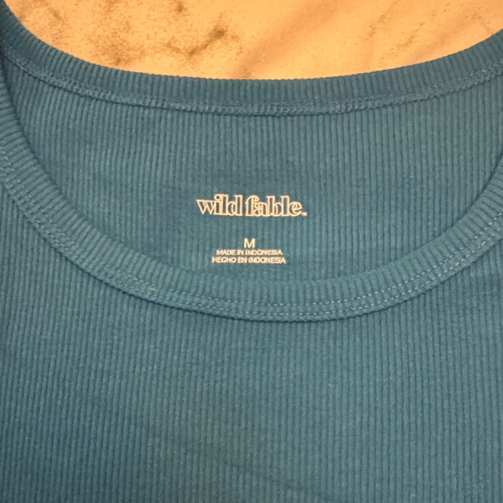 Wild Fable Teal Ribbed Crop Top - Picture 2 of 4